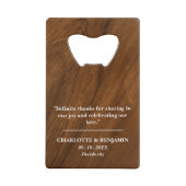 木製素朴結婚式の引き出物 クレジットカード栓抜き (裏面)