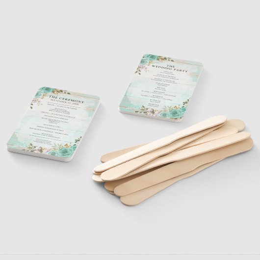 木製素朴結婚式 プログラム&パーティーリスト手扇 ハンドファン (組立なし)