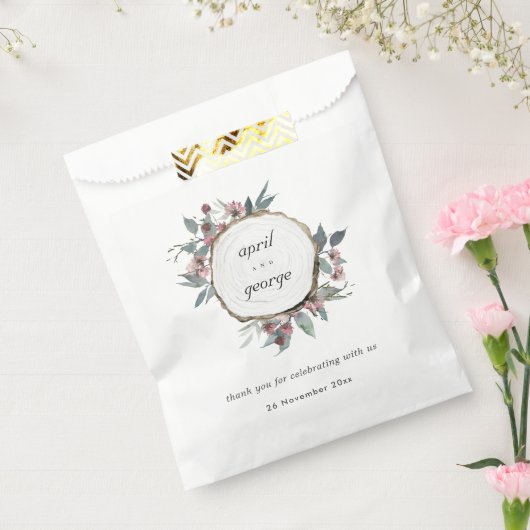 木製素朴野生ピンクユーカリフローラ結婚ズ フェイバーバッグ (封をした状態)