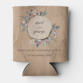 木製素朴野生ピンクユーカリフローラ結婚ズ 缶クーラー (正面)