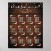 木製素朴金ゴールドピンクのフローラ結婚の座席表 ポスター (正面)