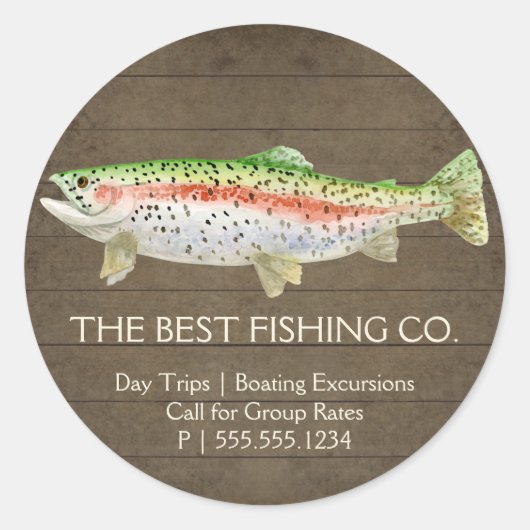 木製素朴魚釣りガイドレイクチャーターボート ラウンドシール (正面)