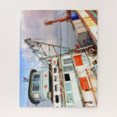 木製素朴魚釣りボートシー海 ジグソーパズル (縦)