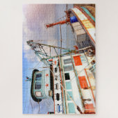 木製素朴魚釣りボートシー海 ジグソーパズル (縦)