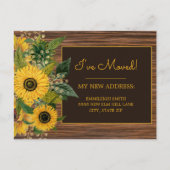 木製素朴黄色ひまわり花の住所の変更 ポストカード (正面)
