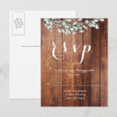 木製結婚の素朴なフローラのr.s.v.p.カード インビテーションポストカード (正面/裏面)
