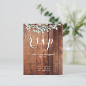 木製結婚の素朴なフローラのr.s.v.p.カード インビテーションポストカード (スタンド正面)