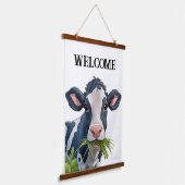 木製縁取りの壁掛けタペストリー WELCOME 吊り下げ型タペストリー (傾斜あり)