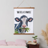 木製縁取りの壁掛けタペストリー WELCOME 吊り下げ型タペストリー (寝室)