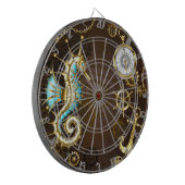 木製背景と機械式水上馬 ダーツボード (正面左)