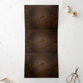 木製背景と機械式水上馬 三つ折り招待状 (内部)