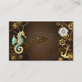 木製背景と機械式水上馬 名刺 (正面)