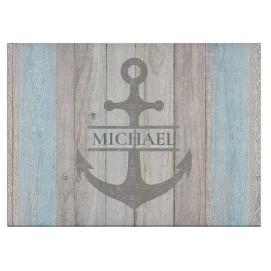 木製航海のボートいかり名 カッティングボード (正面)