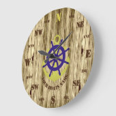 木製航海の帆走 ラージ壁時計 (傾斜)