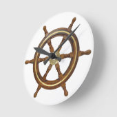 木製船用ハンドル丸時計 ラウンド壁時計 (傾斜)