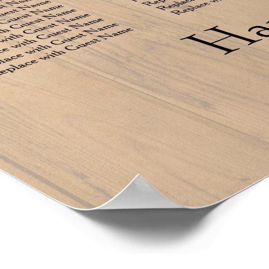 木製裏結婚式のレセプション台座表 ポスター (角)