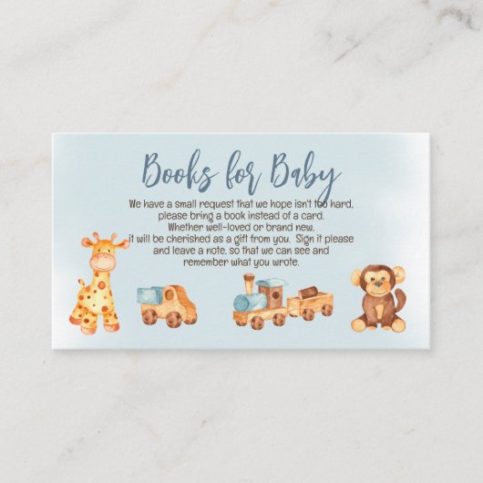 木製詰まったおもちゃ男の子の赤ちゃんシャワーベビー エンクロージャーカード (正面)