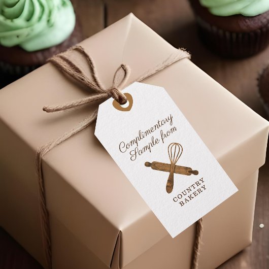 木製転がピン&ウィスクベーカリーサンプル ギフトタグ