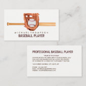 木製野球こうもり&ギア、野球選手、コーチ 名刺 (正面/裏面)