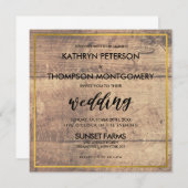 木製金ゴールド結婚式招待状 招待状 (正面/裏面)