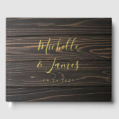 木製金素朴箔の結婚ゲストブック ゲストブック (正面)