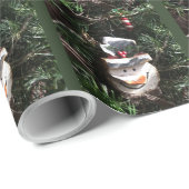 木製雪だるま顔 ラッピングペーパー (ロールコーナー)