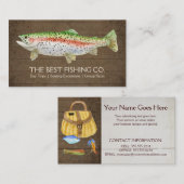 木製魚釣りガ素朴イドレイクチャーターボート 名刺 (正面/裏面)