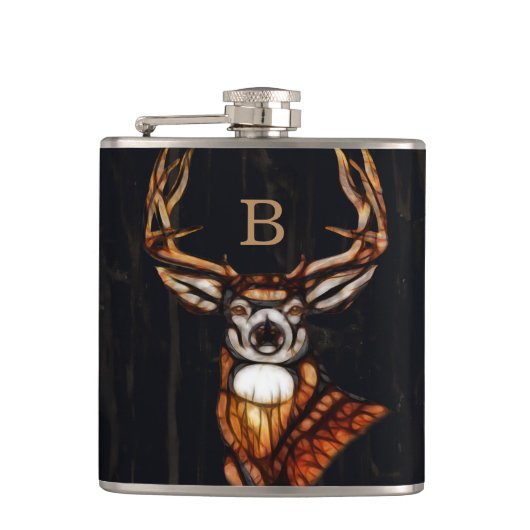 木製鹿カントリー素朴モノグラユニークム フラスク (正面)