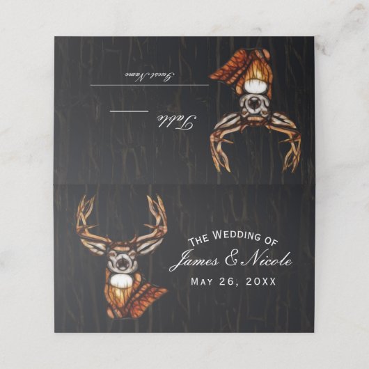 木製鹿素朴国テーブル番号 プレイスカード (外部開封)