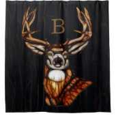 木製鹿素朴国パーソナライズされた シャワーカーテン (正面)