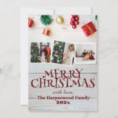 木製 シンプル エレガント ファミリー クリスマス フォト コラージュ (正面)
