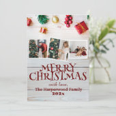 木製 シンプル エレガント ファミリー クリスマス フォト コラージュ (スタンド正面)