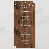 木製&ストリングライトのウェディングプログラム プログラム (正面/裏面)