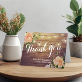 木製 フローラル ストリング ライト ウェディング サンクス サンキューカード