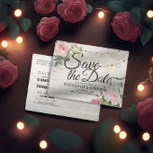 木製 フローラル ストリング ライト ウェディング セーブ デート 案内ポストカード