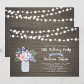 木製＆メイソンジャー 60歳誕生日招待状 招待状 (正面/裏面)