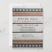 木製 レトロな 4th of July 独立記念日 招待状 (正面)
