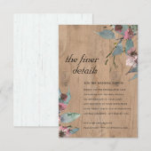 木製 ワイルド ピンク ユーカリ フローラル ウェディング ディテール エンクロージャーカード (正面/裏面)