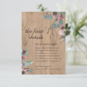 木製 ワイルド ピンク ユーカリ フローラル ウェディング ディテール エンクロージャーカード (スタンド正面)
