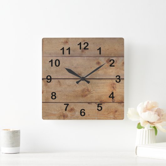 "木製"時計 スクエア壁時計 (ホーム)