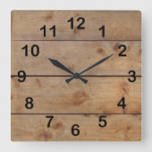 "木製"時計 スクエア壁時計 (正面)