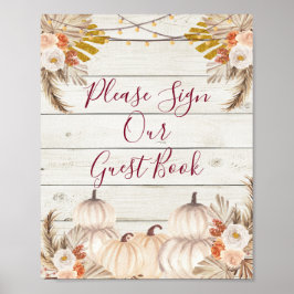 木製 白クリーム かぼちゃ ゲストのご署名をお願いします ポスター
