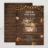 木製 秋のストリングライト 飾って バーに  招待状 (正面/裏面)