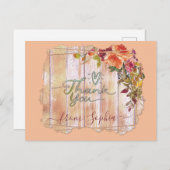 木製 花柄 感謝カードに名前を記入 ポストカード (正面/裏面)