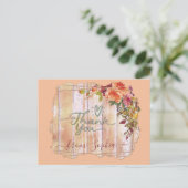 木製 花柄 感謝カードに名前を記入 ポストカード (スタンド正面)