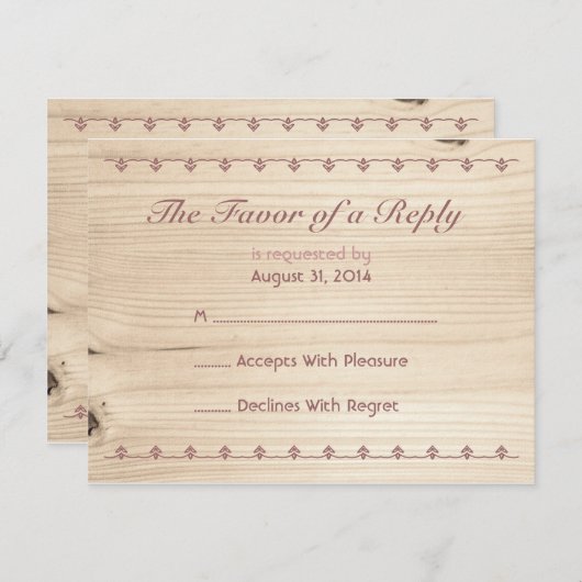 木製RSVP 出欠カード (正面/裏面)