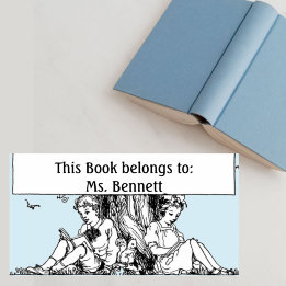 木読の下の蔵書票 ラベル