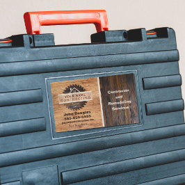 木調素朴業者のロゴ 長方形シール