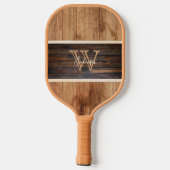 木調素朴水平ストライプ ピックルボールラケット (裏面)
