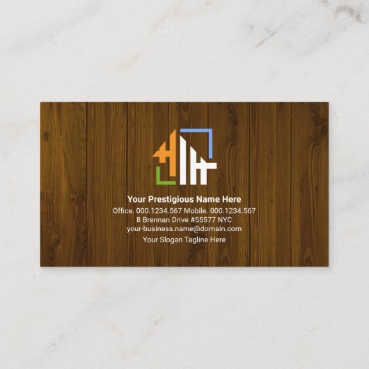 木質テクスチャハンマーモチーフ契約者手作り 名刺 (裏面)